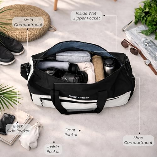 Image of Storite Multipurpose Travel Duffle Bag, Lightweight Luggage Bag with Shoe Compartment, Water Resistance, Overnight Bag with Mesh & Zipper Pockets for Traveling, Gym & Weekend Trips (Grey, 48x30x22cm)