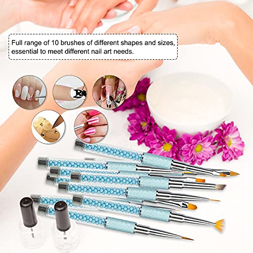 Vipith Acrylic Nail Art Brushes,10 Pcs Nail Art Point Drill Drawing Pens Nail Gel Polish Painting Art Design Brush Pen Set Diamond Acrylic Handle,Nail Dotting Pen For Salon Diy Manicure #TOP3