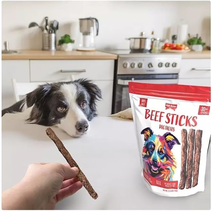 Irish Rover Beef Sticks Dog Treats, 30 Count, Net Weight 2.2 lbs,100% Beef, High Protein, No Artificial Colors, No Artificial Flavors and Preservatives.