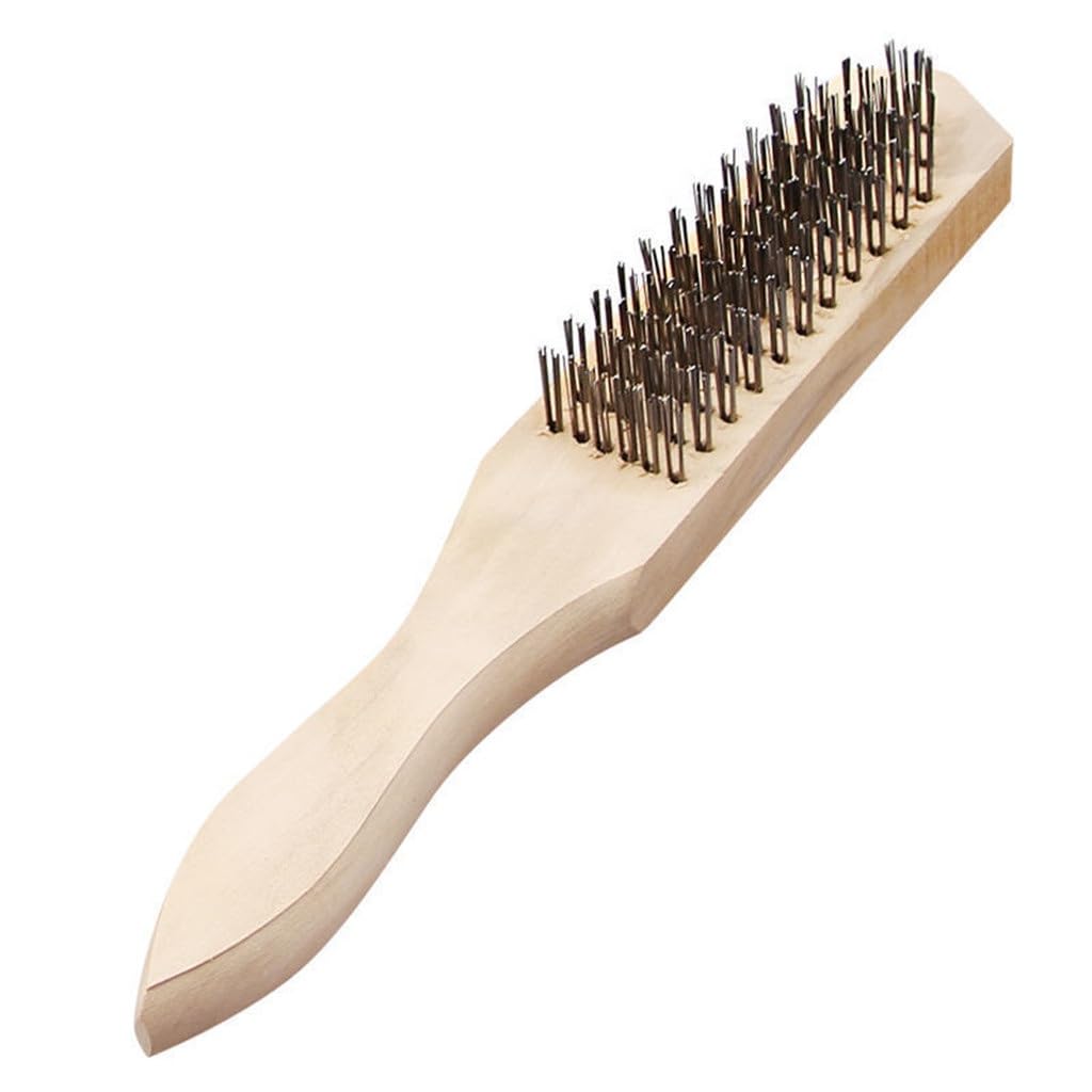 Brosse en cuivre laiton poignée bois nettoyage meulage traitement surface industrielle