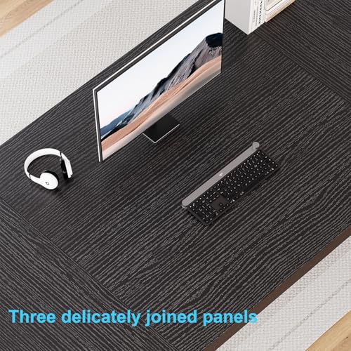 Image of HSH Extra Long Black Computer Desk, 78 inch Large Home Office 2 person Desk, Industrial Metal Wood double Desk for Executive Work Writing Study, Modern Black Bedroom Living Room PC Laptop Gaming Table