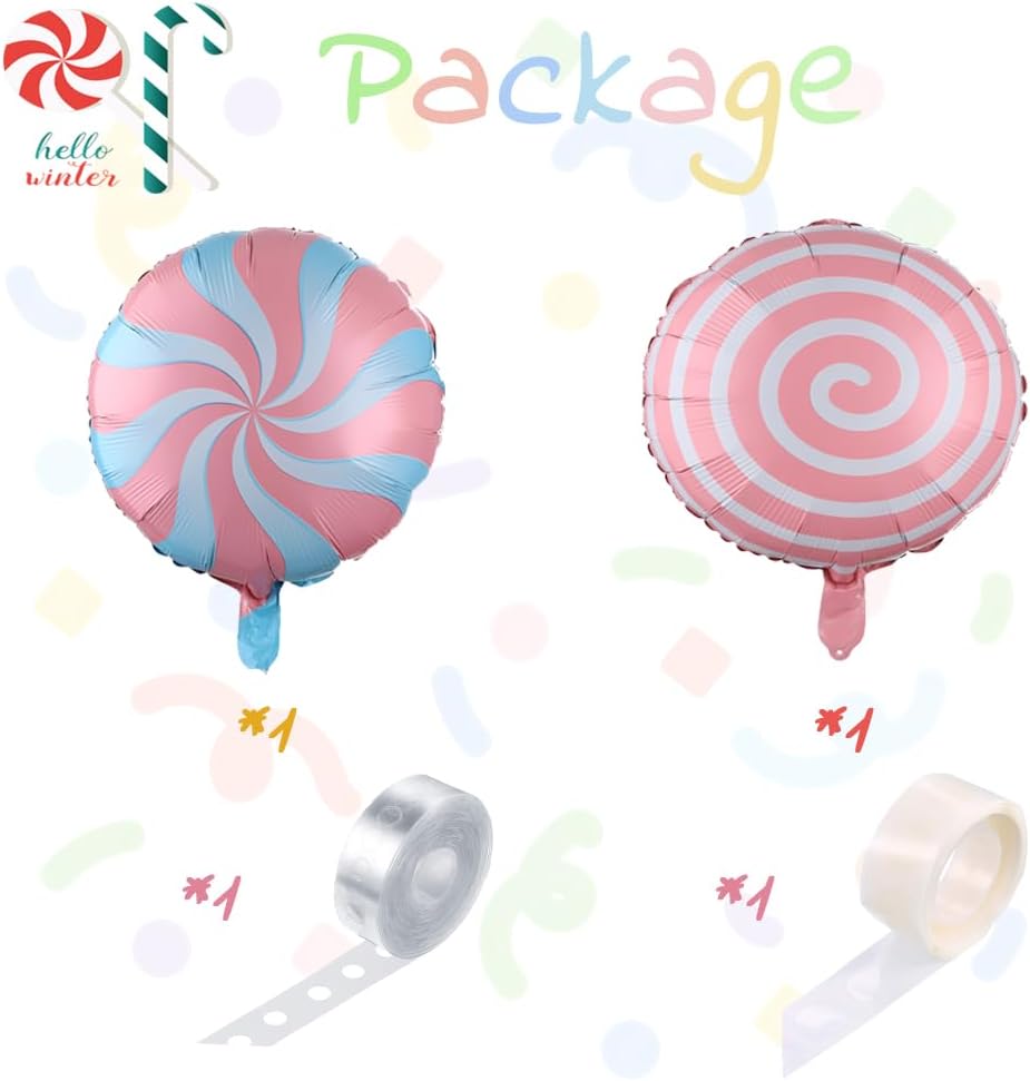 Candyland Balloon Garland Arch Kit, 167Pcs Pastel Rainbow Balloon Candy Cane Lollipop Tree Foil Balloons for Candy Theme Sweet One Birthday Candyland Supplies Baby Shower Party Decorations - Image 3