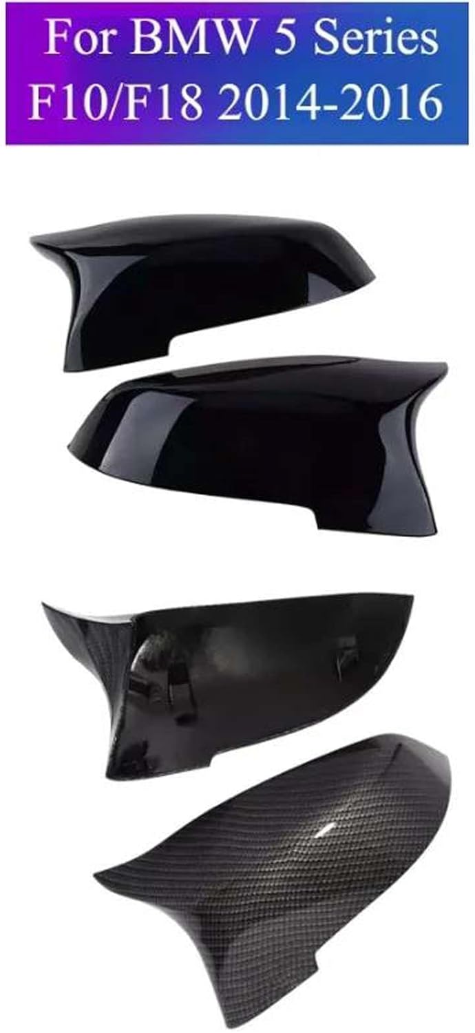 車用グロスブラックプラスチック製ペア ミラーカバー、BMW 5シリーズ F10 F18 2014-2016 Mスタイルアクセサリー用