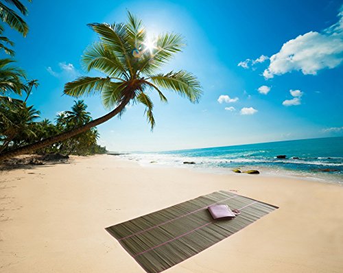 36"X72" Large Portable 3 Folds Straw Beach Mat With 100% Polyester Fabric Solid Pink Outer Bag With 2 Straps For Handle #TOP7