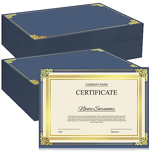 Ctosree 300 Pieces Certificate Holders Diploma Holders with Gold Foil Border Certificate Cover for 8.5 x 11 Inch Letter Size Paper Card Stock Award Graduation Supplies (Navy Blue) by Ctosree - Used condition - US$28.67