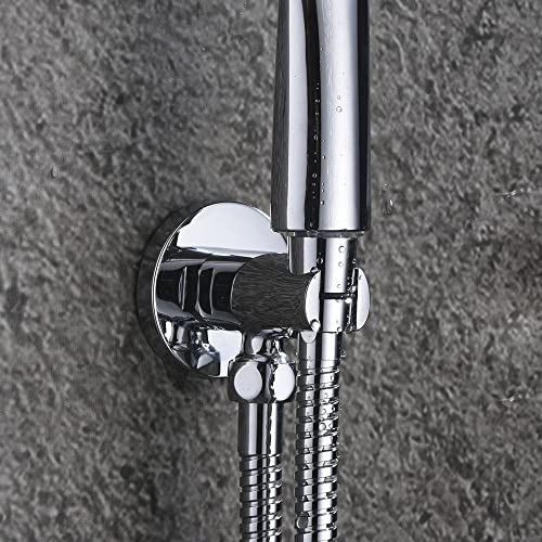Kibath 424392 Stand Socket Hand Held Shower Handle Holder with Water Outlet for Wall Mounted Round Shape with Gloss Finish Made of Brass - Image 4
