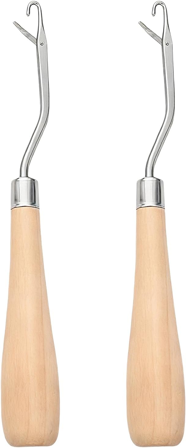 2 PCS Wooden Latch Hook Crochet Tool Set, Latch Hook Kits for Hair Crochet, Rug Making, and Other Art Crafts, Durable and Versatile for DIY Arts & Crafts.