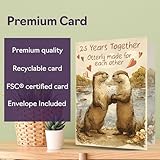 25th Anniversary Card for Women Men - Rustic Style Cute Otters - Happy 25 Year Anniversary Card for Companion Girlfriend Boyfriend Husband, A5 Wedding Anniversaries Greeting Cards - Image 6