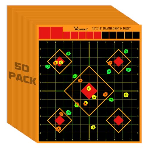 Highwild 12X12 inch Splatter Adhesive Sight in Shooting Targets - Splash Effect of Multiple Colors - Suitable for Indoor and Outdoor Shooting Range (50 Pack)