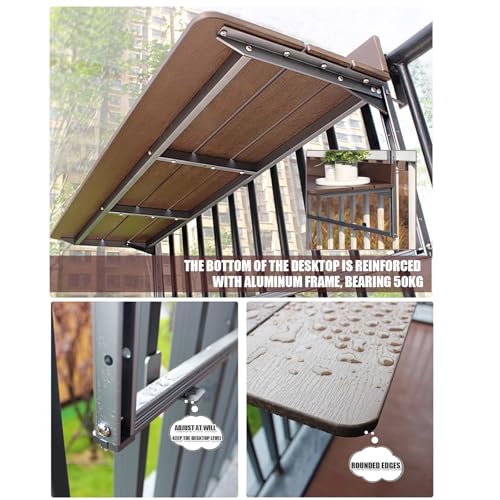 Mesa de bar plegable para balcón, mesa de servicio para exteriores e interiores que ahorra espacio, para barandillas, banco de trabajo colgante para patio y terraza, diseño compacto