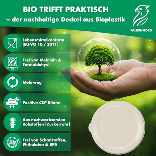 BIO Dosendeckel 2x Groß (99mm) mit Lasche – für 800g Konservendosen, luftdicht & wiederverwendbar – BPA-frei, spülmaschinengeeignet, nachhaltig aus Zuckerrohr – FALKENHORN Made in Germany – Creme
