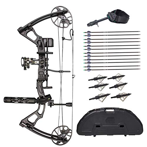 SAS Feud 70 Lbs Compound Bow Travel Package (Black with Travel Package)