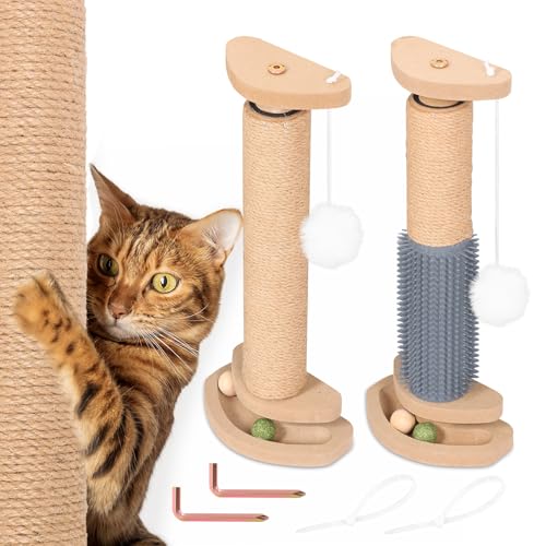 Set de 2 rascadores para gatos con bola y masajeador miniatura 1