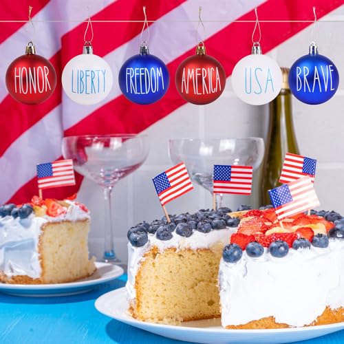 Kimober EP014S1P1 12Pcs Independence Day Hanging Ball,2.36 Inch 4Th Of July Patriotic Hanging Ornament Ball For Memorial Day Usa Themed Party Supplies Christmas Tree Decor thumb #6