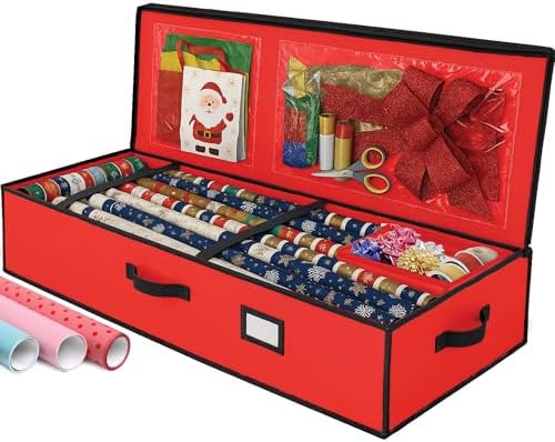 Christmas Wrapping Paper Organizer Storage Box, St...