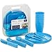 GEEZY Set da 31 utensili da campeggio in plastica da picnic con coltelli, forchette, cucchiai, tazze e piatti, riutilizzabili (blu)