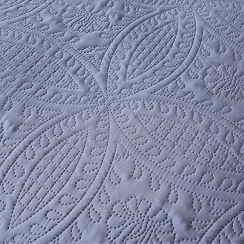 akkialla King Size Quilt Set,Bluish Grey Ultrasonic Bedspread,Lightweight Soft Coverlet with Modern Coin Pattern,All Season California King Bedding Set,3 Piece Set(1 Quilt,2 Pillow Shams)