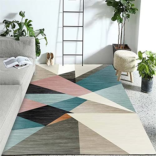 Tapis de salon bleu géométrique 180X250CM lavable pour ensemble complet - 2