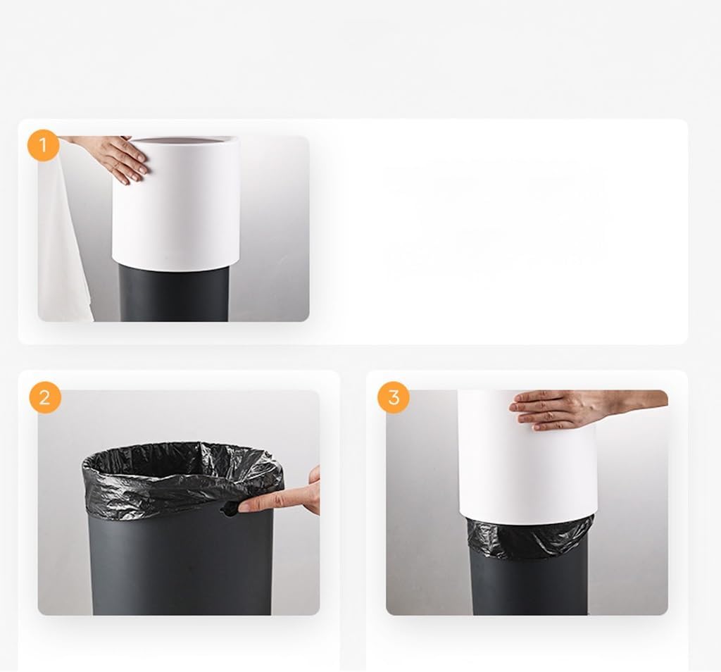 Trashbin Trash Can Household Toilet Bathroom Living Room Kitchen Bedroom Office Lidless Paper Basket Large Capacity Trash Cans(L:23 * 23 * 34.1cm)