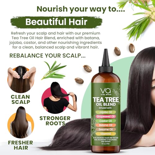 Image of Tea Tree Hair Growth Oil 6 Fl Oz With Jojoba, Castor, Batana Oil