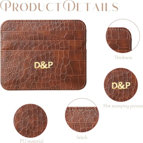 Personalized Credit Card Holder Wallet for women, Custom Gold Silver Initial letters Cute PU Leather Ultra Minimalist Wallet, Thin Slim Card Case Protector, Business Front Pocket Wallets for Men - 93