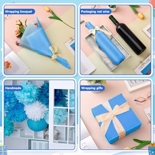 Image of Hlonon Blue Tissue Paper for Gift Bags - 30 Sheets of Blue Wrapping Tissue Paper Bulk Packaging Paper for Weddings Birthday DIY Project Christmas Gift Wrapping Crafts Decor (14 x 20 Inch)