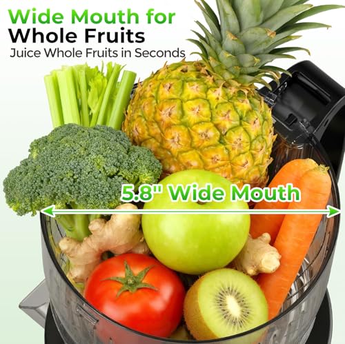 Juicer Machines, 5.8" Large Feed Chute Slow Masticating Cold Press Juicer for Whole Fruits & Vegetables, Easy to Clean & High Juice Yield - Image 3