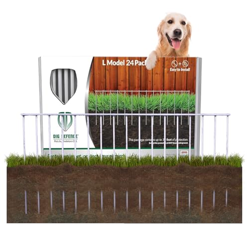 Dig Defence Original Animal Barrier Fence - Large Decorative Garden Fence, Outdoor No Dig Fence for Dogs and Rabbits, Yard and Patio - 32”(L) x 10”(H), 24 Pack