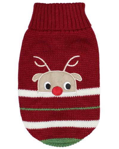 Parisian Pet Dog Sweaters for Small Dogs Clothes for Medium Dogs Winter Jacket Outfits Dog Cable Knit Sweater (XS, Reindeer)