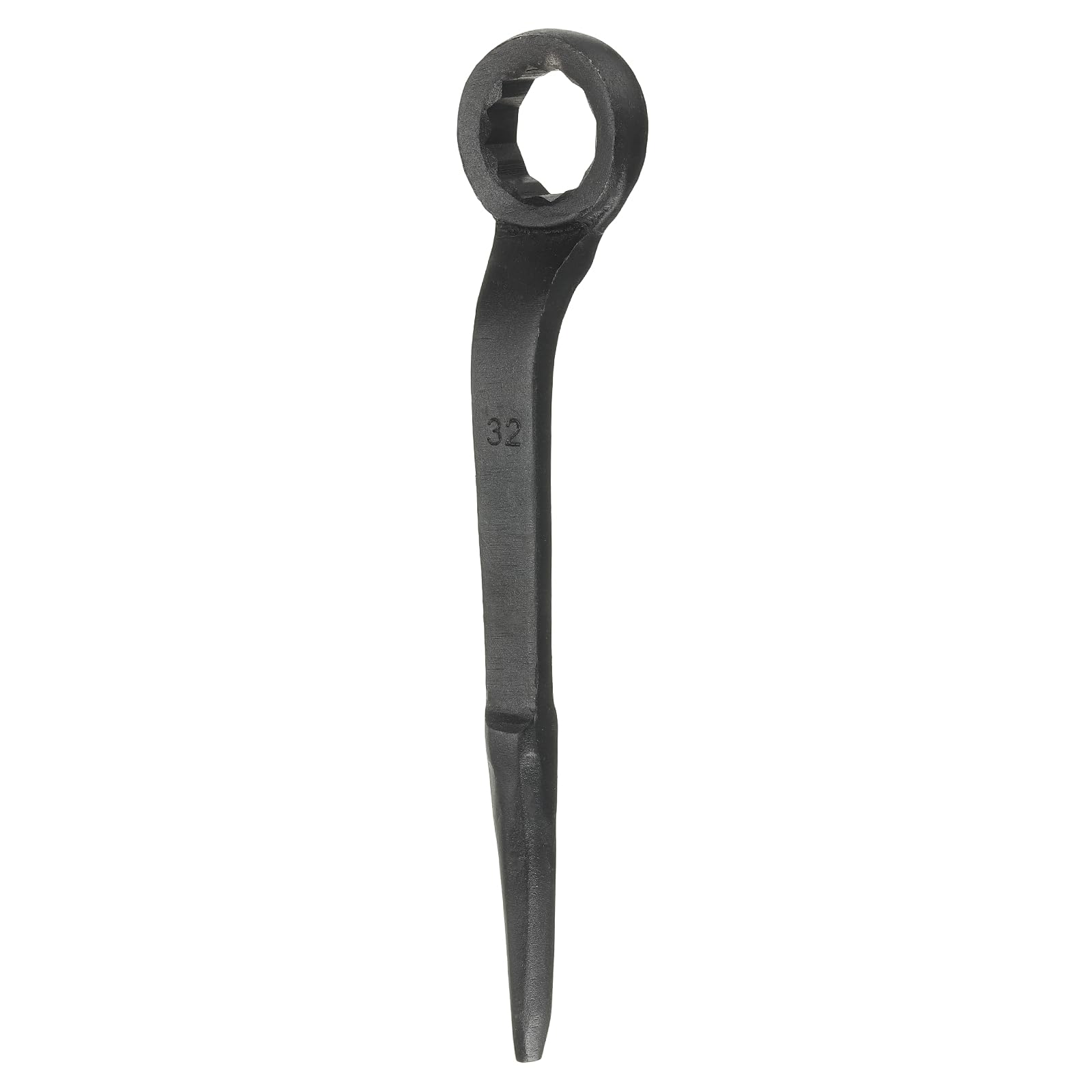 sourcing map Single Head Box Wrench 32mm 45# Steel Blackening Metric Striking Wrench Offset Single Head Box End Ring Type Impact Hand Spanner with Pointed Tail for Repair Maintenance, Black