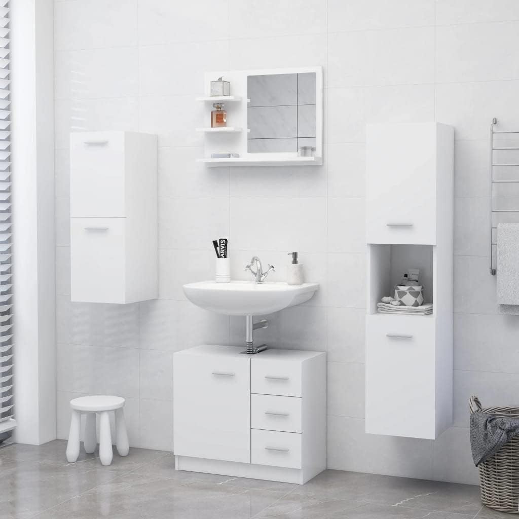 vidaXL Bathroom Mirror Home Hallway Bedroom Laundry Room Washroom Vanity Unit Wall Mirror Furniture White 23.6"x4.1"x17.7" Engineered Wood