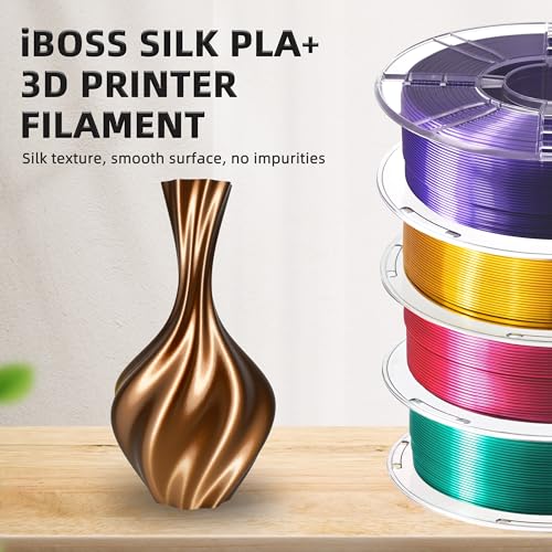 Image of iBOSS Silk PLA+ Filament 1.75mm Dark Gold 1KG, Shiny Silk 3D Printer Filament Dimensional Accuracy + /- 0.02mm, 1kg Spool(2.2lbs) Fits for Most FDM 3D Printers, Silk Dark Gold