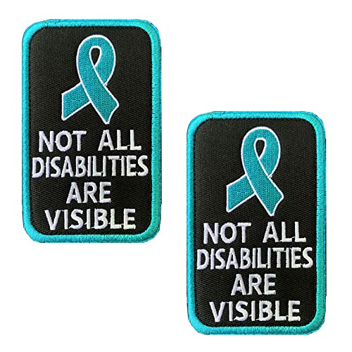Zcketo 2 Packs Not All Disabilities are Visible Service Dog Vests/Harnesses Dog Emblem Embroidered Hook & Loop Fastener Support Patch for Service Dog Guide Dog Animals