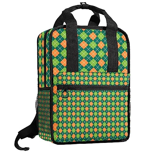 Sac à dos pour garçon motif écossais vert Saint-Patrick multicolore 35cm
