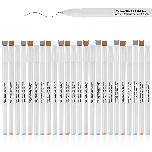 Taotree Black Ink Gel Pens, 24 Pack Cute Pens Japanese Kawaii Cat Gel Pens, Ultra Fine Point 0.38mm Fine Tip Pen Set Rollerball Pens for Stationary School Office Supplies, Great for Christmas Gift