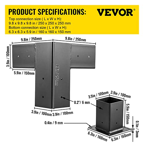 Vevor Woodwork Pergola Kit Elevated Wood Stand Kit With Steel Brackets Modular Sizing Pergola Brackets Boot, Shoulder And Lag Bolts For Hunting Blind, Deer Stand Bracket 4 X 4 Inches #TOP6