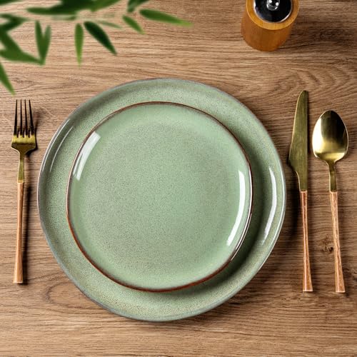 Image of AmorArc Ceramic Dinnerware Sets for 4, 12Pcs Plates and Bowls Sets Dishes | Stoneware Handmade Reactive Glaze Dinner Set, Highly Scratch Resistant | Dishwasher & Microwave Safe Dishware