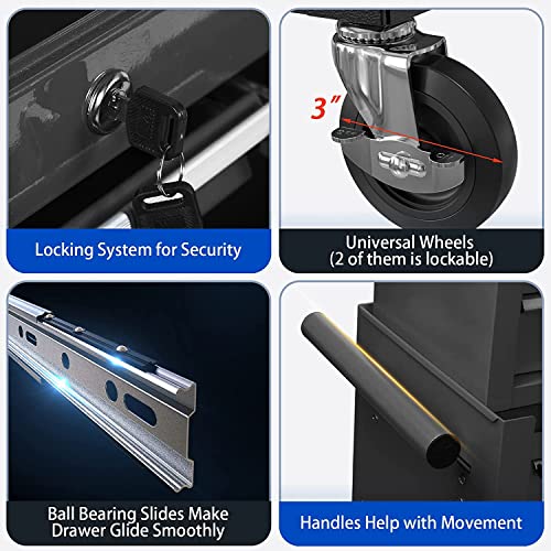 Go Beyond 8-Drawer Rolling Tool Chest, Tool Storage Cabinet And Tool Box With Lockable And Wheels, Tool Box Organizer For Garage Warehouse And Workshop (Black) #TOP3