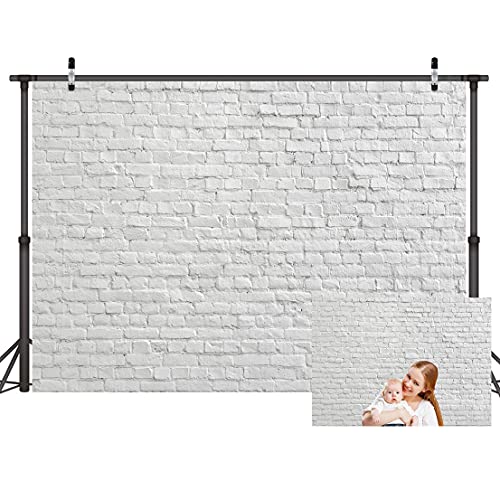 LYWYGG 7x5FT Fondo de Vinilo de Pared de ladrillo Blanco Pared de ladrillo Fotografía de Pared Decoración del hogar Decoración de Oficina Fondo de Pared de ladrillo Imagen de Estudio Fondo de CP-313