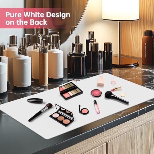 Tapis de maquillage en cuir synthétique blanc double face - 6