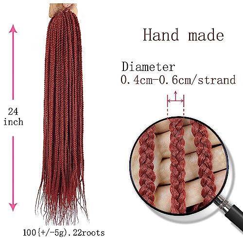 TAOYEMY Box Braids Crochet Hair Extensions 24 Inch 6 Packs, 22 Strands/Pack, Synthetic Braiding Hair for Women & Girls (350#, 24 inch) - Image 4