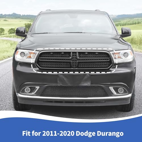 Image of RAZPOY Front Grille Inserts Trim Cover Guard Compatible with Dodge Durango 2011-2020 Exterior Accessories, Carbon Fiber