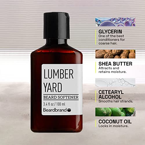 Beardbrand Beard Softener For Men [As Seen On Shark Tank] Leave In Beard Conditioner For Men - Hair Detangler & Conditioner With Sandalwood, Cedar Oil & Lumber Yard Scent 3.4 Fl Oz #TOP2