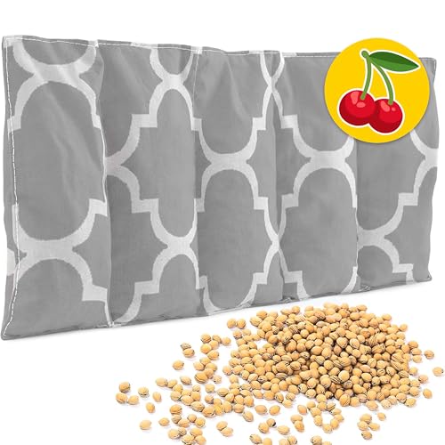 Amilian Kirschkernkissen 55 x 20 cm Wärmekissen Mikrowelle Körnerkissen Kirschkernsack Kirschkern Kissen für Kinder Erwachsene ideal als Massagekissen Kältekissen Indien Grau