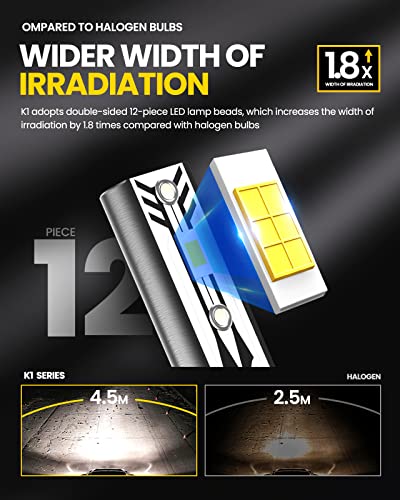 Kac H11 Led Bulbs,H8/H9/H16 Led Car Lights Plug And Play Design Fanless Conversion Kit 6500K Cool White Halogen Replacement, Pack Of 2 #TOP5