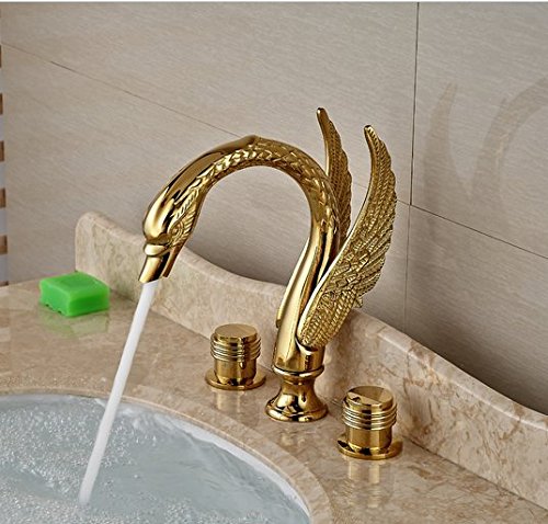 Robinet mitigeur de salle de bain cygne Gowe anti éclaboussures 3 trous