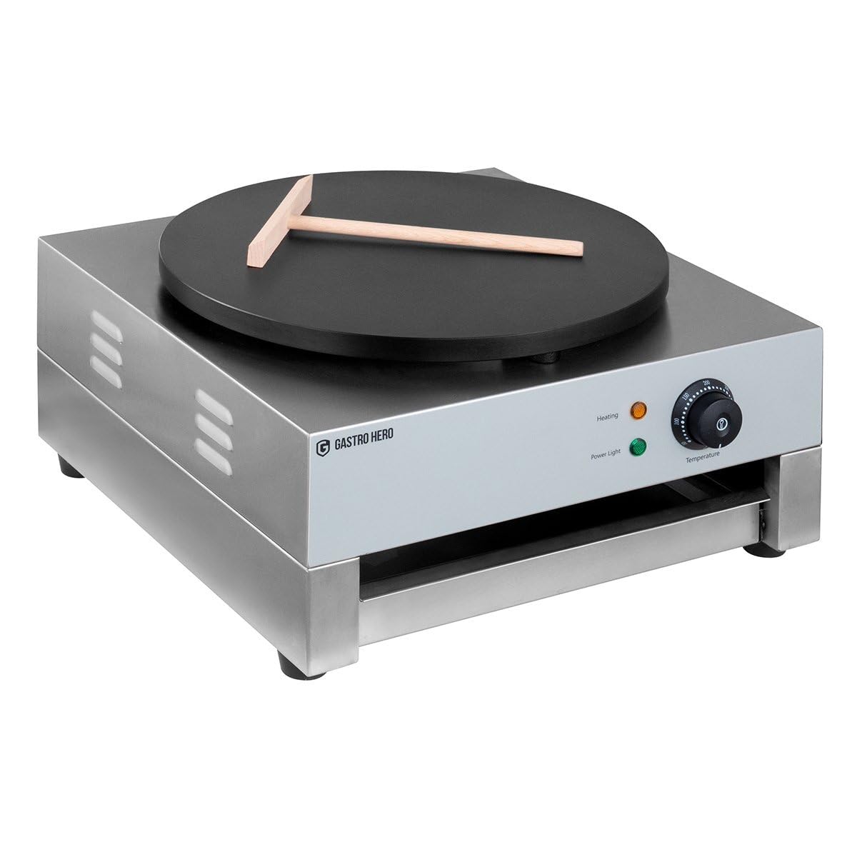 GastroHero Crêpes Ferro I Crepes Maker Ø 40 cm rivestito in teflon I Crepe Macchina per gastronomia con regolazione della temperatura I Instant Crepe Maker