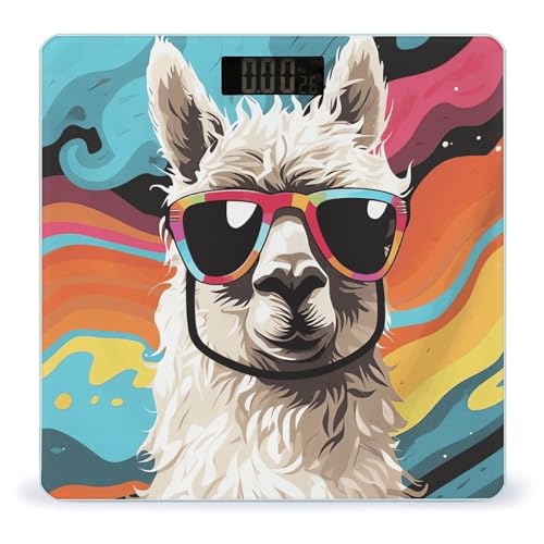 Báscula digital de baño con diseño Alpaca y pantalla LCD miniatura 1