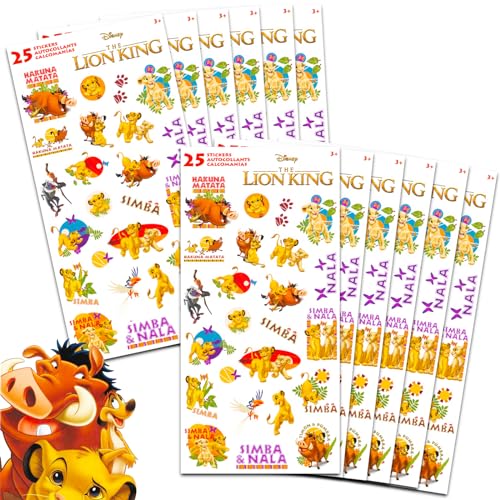 Disney Lion King Party Favors for Boys & Girls Bundle ~ 12 Pack Lion King Sticker Sheets for Kids Birthday Party Goodie Bags | Lion King Party Supplies