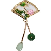 Elegant Brooch Pin for Women, Gold Tassel Pendant Vintage Floral Jewelry, Handmade Gift for Women